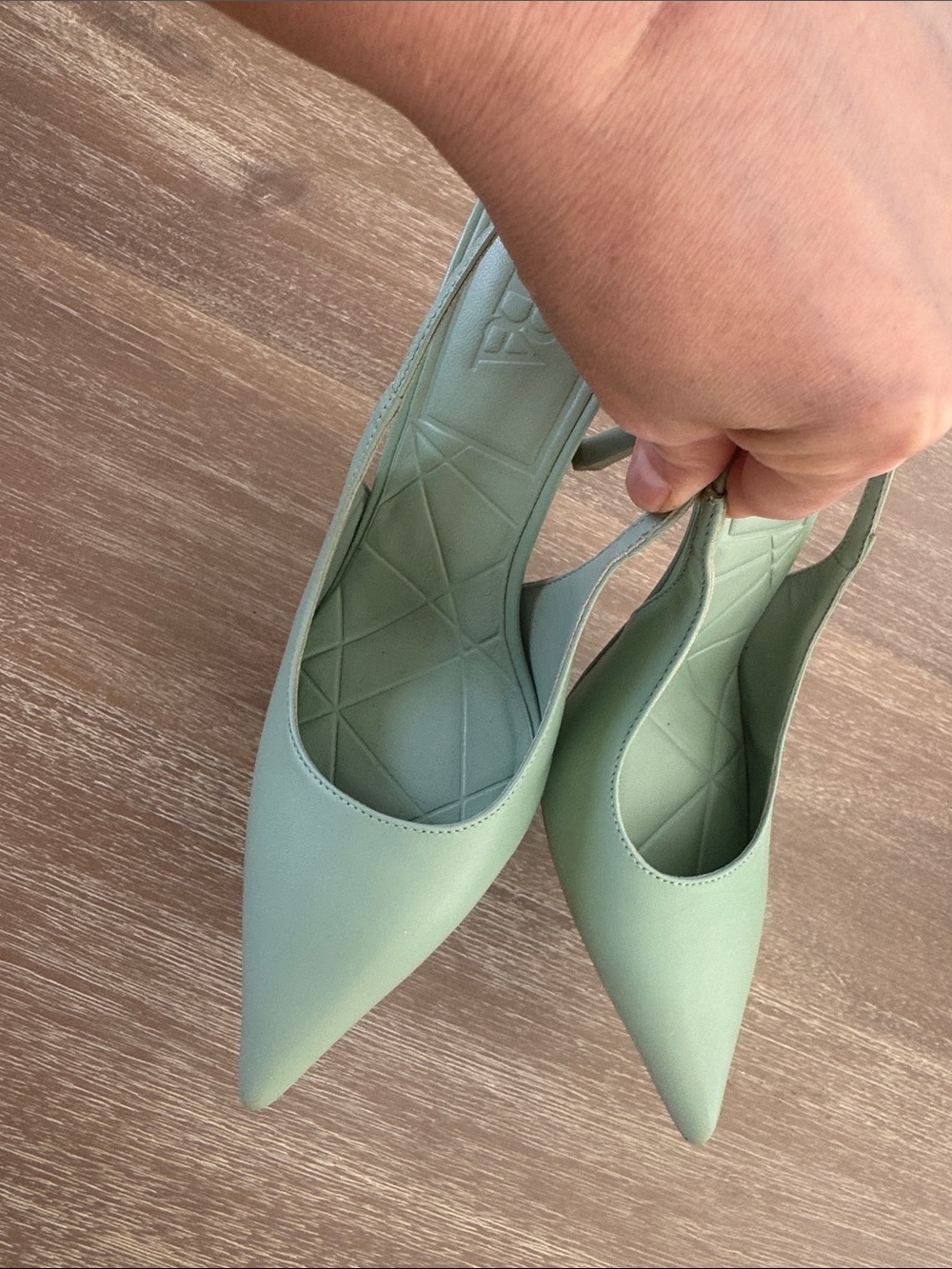 Zara Mint Green Pointed Slingback Heels